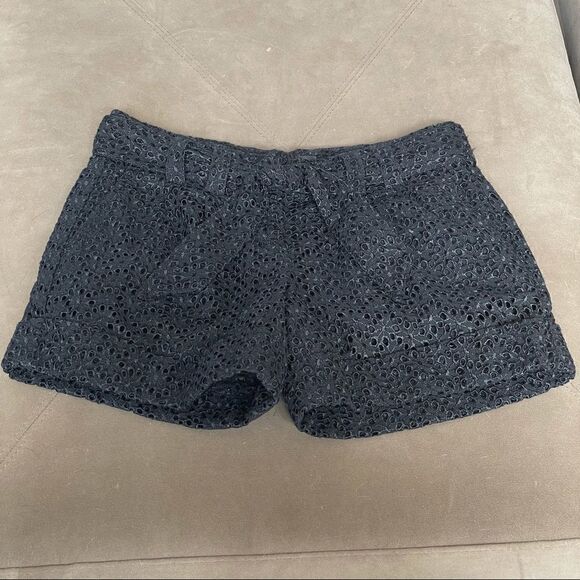 Express Editor Black Eyelet Lace Shorts 2 - Picture 1 of 8